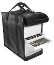 Black Jewelry and Gem Jar Tray Case - Holds Fourteen 15" x 8" x "1 Display Trays