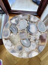 Grey Agate Stone Table, Agate End Table, Agate Coffee Table, Agate Side Table