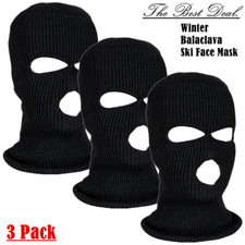 3 Pcs Winter Ski Face Mask 3 Holes Balaclava Head Hood Windproof Warm Black Hat