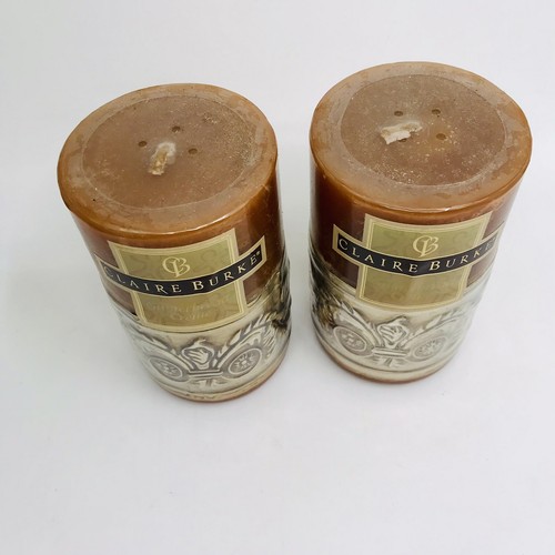 2 VINTAGE Gingerbread Claire Burke Candles 5” Pillar Candles Scented Pillars NOS - Picture 3 of 5