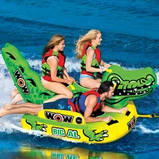 WOW Sports Big Al 1-4 Person Alligator Towable Deluxe Deck Tube (19-1070)