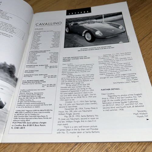 CAVALLINO FERRARI Mag June / July 1998 (#105) - 250 LM / Testa Rossas / Concours - Picture 3 of 17