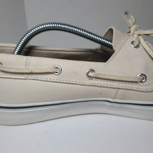 Men's Sperry Top-Sider Bahama II Boat Shoe Salt Washed White Leather Sz 10.5 W - Picture 8 of 11