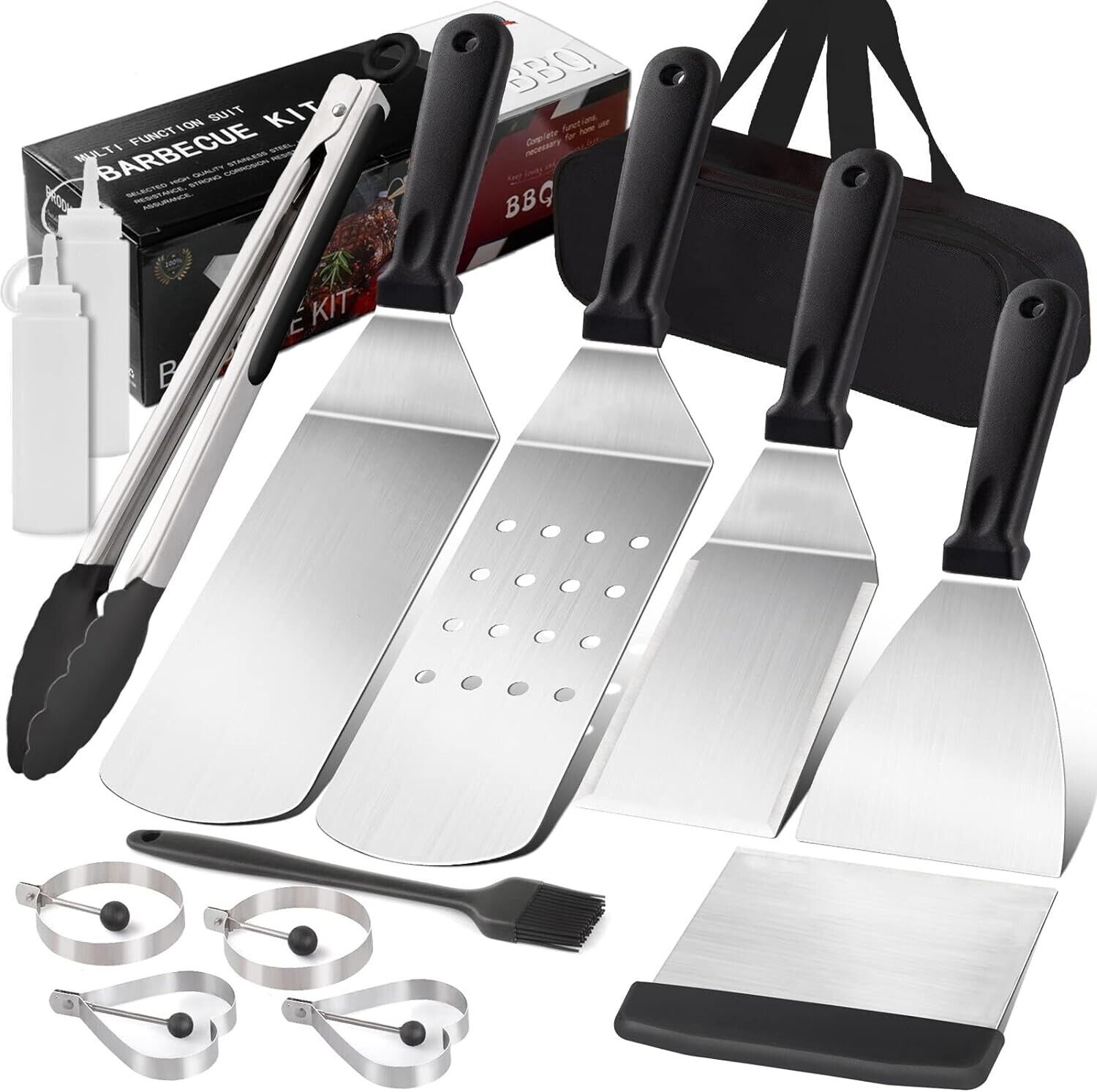 14 Pcs Griddle Accessories Kit, Barbecue Tool Set Stainless Steel Barbecue Utens