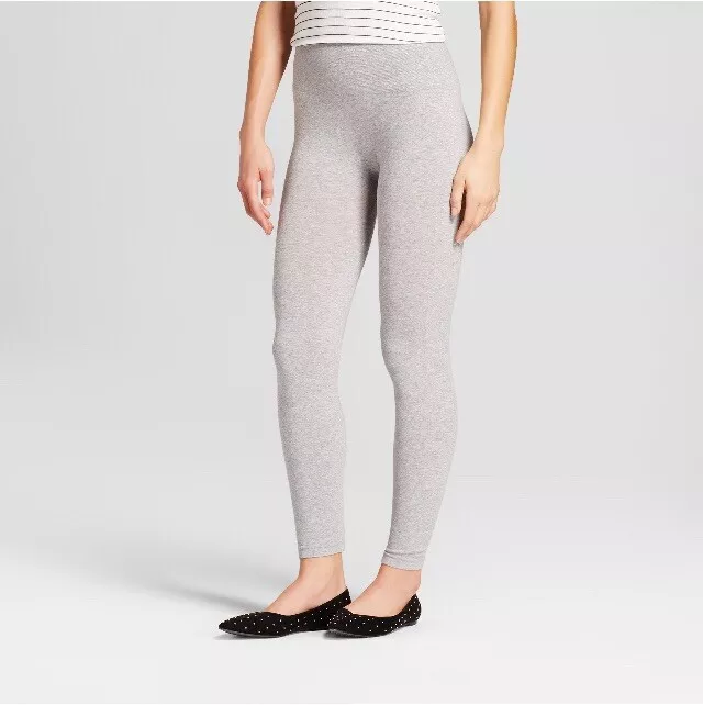 Women's High Waist Cotton Blend Seamless Leggings - A New Day Heather Gray,  S/M