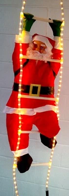 LIFESTYLE CHECKOUT 120CM (4ft) SANTA ON A LIGHT-UP ROPE LADDER SCLL4 Christmas Xmas -UK SUPPLIED