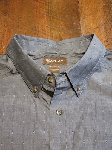 Ariat Inkley Classic Mens 2XL Button Down Shirt Gray Long Sleeve - Picture 4 of 11