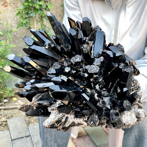 12.01LB Large Natural Smoky Black Quartz Cluster Crystal Specimen Healing