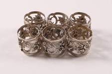 6 kleine Serviettenringe Silber 835 Albert Bodemer Rosen und Putten 70gramm
