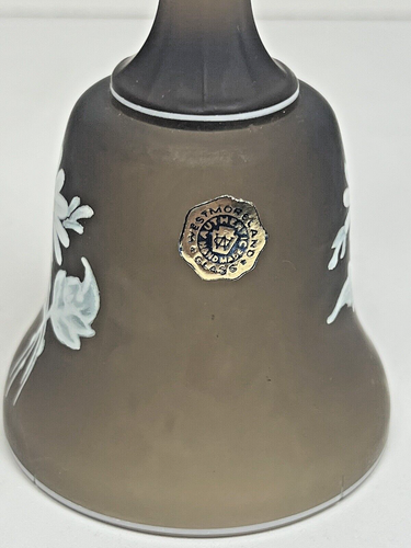 Vintage Westmoreland braune Glasglocke mit handbemalter Gänseblümchen 5 Zoll mattiert Sehr guter Zustand - Bild 3 von 8