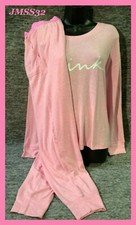 Victoria's Secret Pink Cozy Sleep Shirt  Joggers PJ Set Heather Pink XL NWT