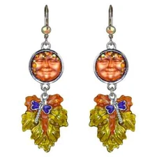 KIRKS FOLLY AUTUMN GODDESS   SEAVIEW MOON LEVER BACK EARRINGS SILVER TONE COPPER