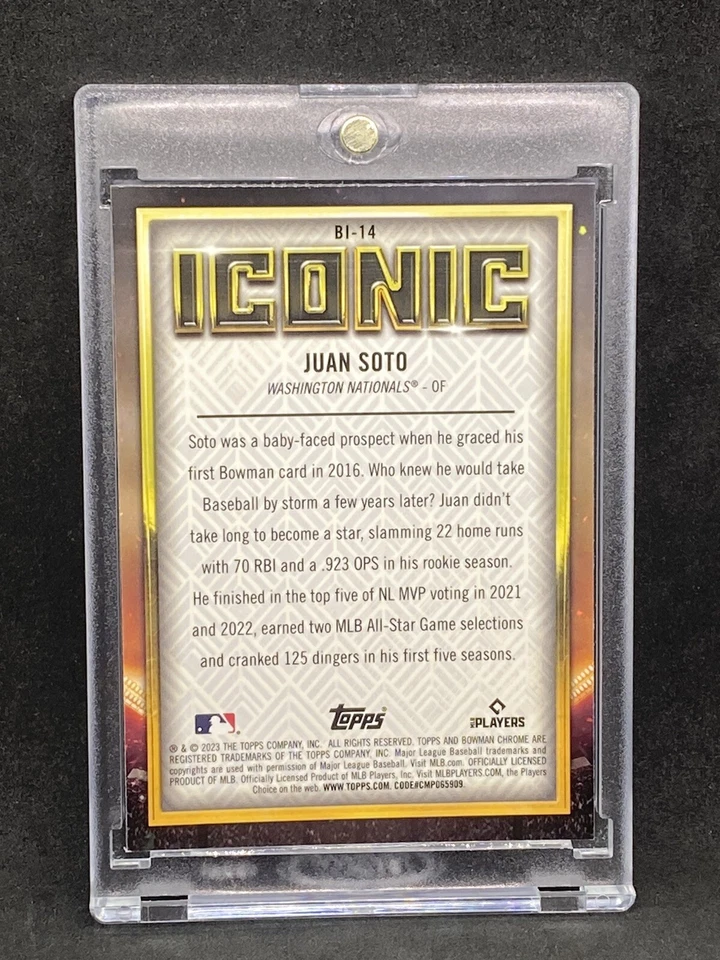 Tarjeta de inversión refractor raro de Juan Soto SSP BOWMAN CROMO YANKEES MVP COMO NUEVA Foto 2 de 2