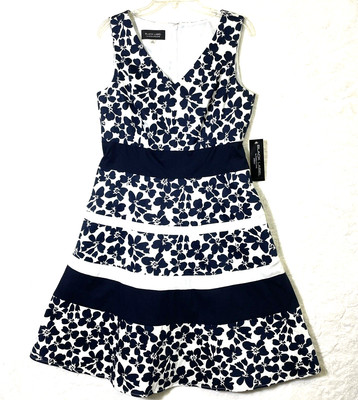 Black Label Evan Picone Womens Dress Size 10 Multicolor Floral Sleeveless Tiered