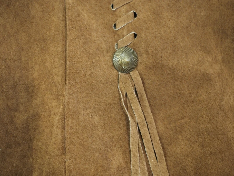 LAL Live a Little  Jacket Women's Large Brown whip stitch Western Suede - Image 4 of 4