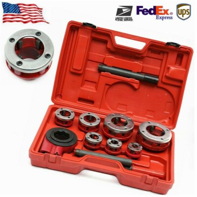 7 Size Pipe Threader Threading Tool Handle Ratchet 3/8'' to 2'' Die Dies Set Kit