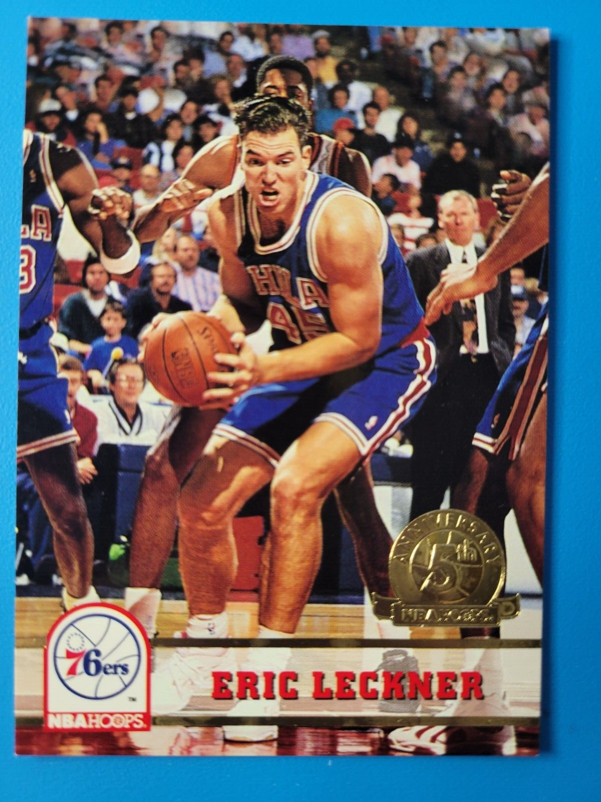 1993-94 Hoops Fifth Anniversary Gold 76ers Basketball Card #388 -  Eric Leckner