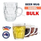 2-6pcs Beer Mug 560ml Jug Glass With Handle Dimple Print Party Bar Glasses Drink