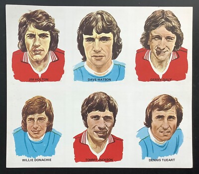 Manchester Evening News Pink Final Uncut Card Sheet United Man City 1975/1976