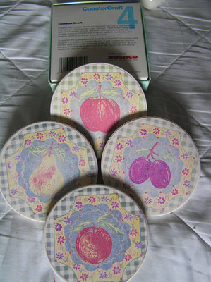 Roshco Coaster Craft Set Of 4     '' ASST. FRUIT ''     Art CoasterCraft Coasters 