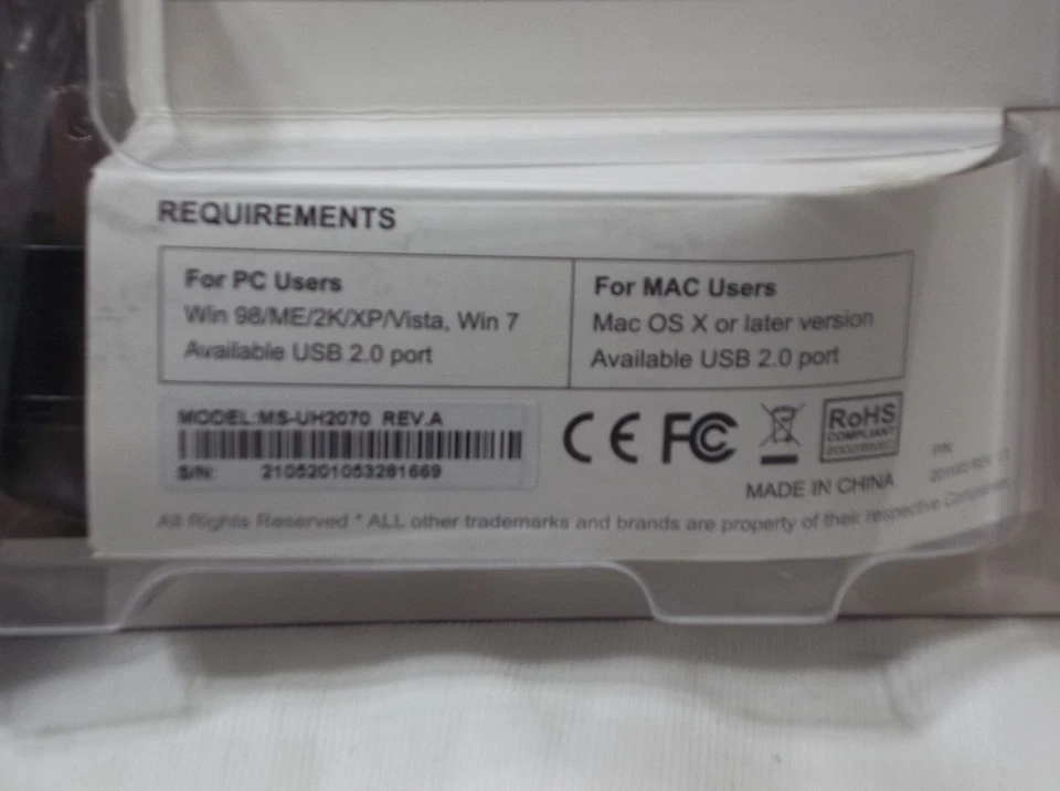 NOS Monoprice Aquagate 7 Port High Performance USB 2.0 Hub MS-UH2070 - Image 4 of 4