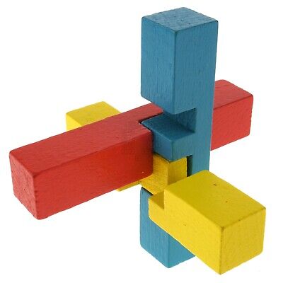 6-Piece Wooden Color Block Puzzle, Red/Yellow/Blue