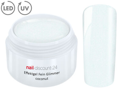 UV LED Effekt Gel Fein Glimmer COCONUT Farb Color Feiner Glitzer Glitter Weiß