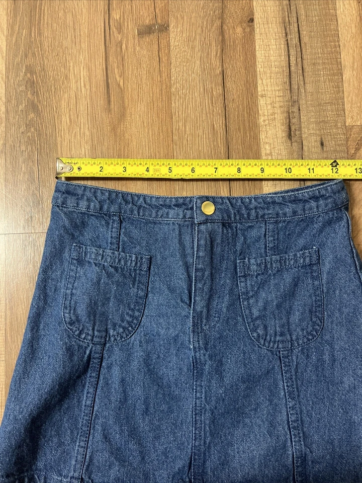 Girls Denim Skirt Size M 7-8 Cotton Snap Zipper Closure 13 Inches Long - Image 3 of 4