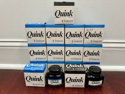 Parker Fountain Pen Ink Quink Solv-x Royal Blue Washable & Black Permanent Lot