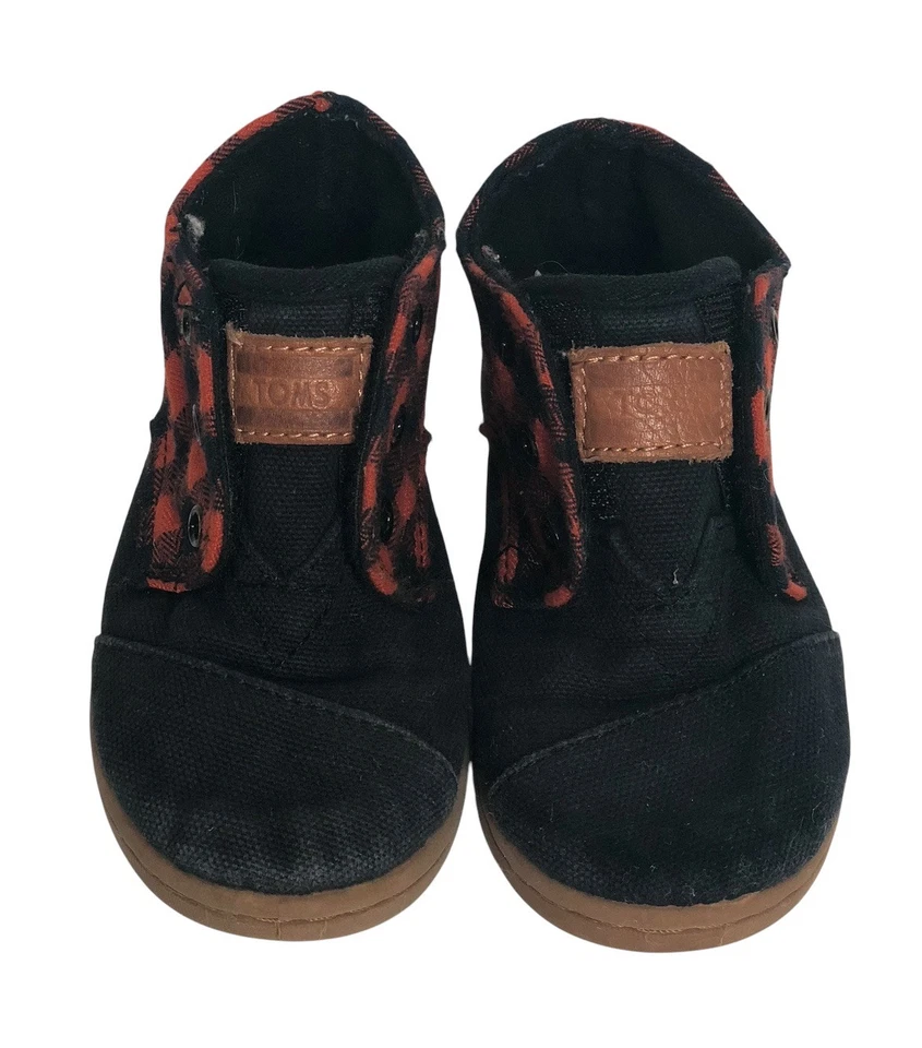 Toms ребенка ясельного возраста мальчиков Buffalo клетку красный черный холст Hi верхний туфли кроссовки размер 7 - Изображение 4 из 4