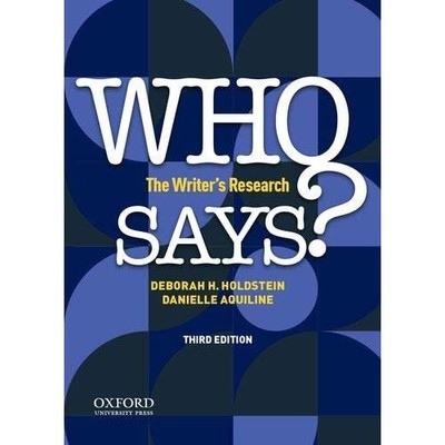 Who Says?: The Writer's Research - Paperback / softback NEW Holdstein, Debo 15/0