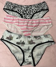 3 Victoria Secret Cotton Low Rise Hiphugger Panties Ruched Back MEDIUM READ