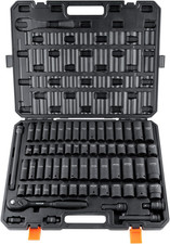 1/2 Drive Impact Socket Set, 65 Piece SAE 3/8...