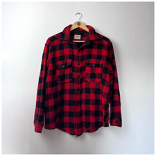 Vintage 50s 60s Melton Wintermaster Buffalo Plaid Wool Flannel Hunting Shirt S-M
