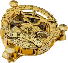 A S Handicrafts 3" Sundial Compass - Solid Brass Sun Dial Rustic Small, Gold