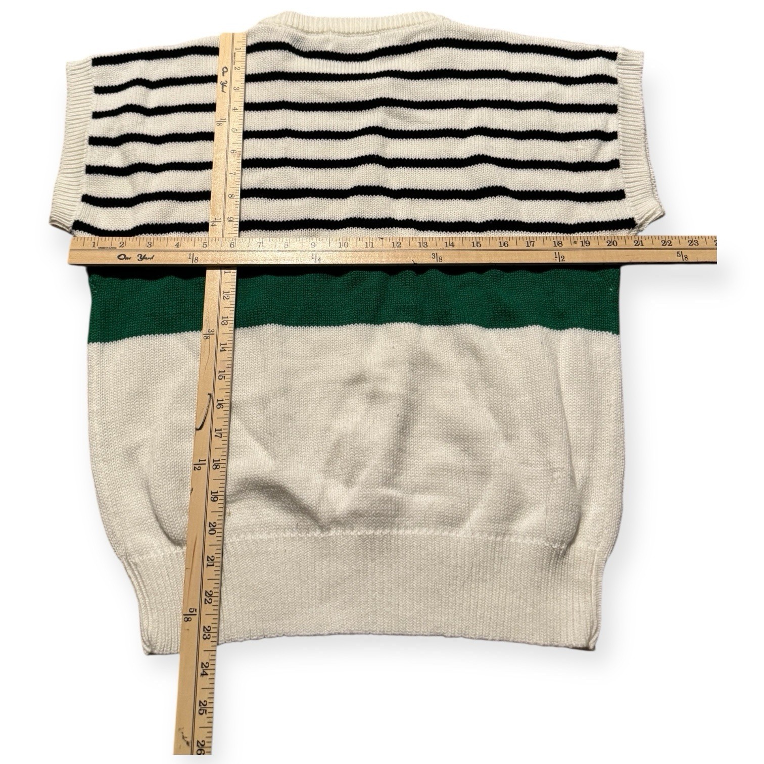 Ambassador Women’s LRG Vintage 80's Sleeveless Sweater Vest Green Cream Shirt image 2