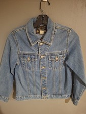 1989 Place Size Large 10/12 Girls Fade Wash Denim Jean Jacket with Pockets Child