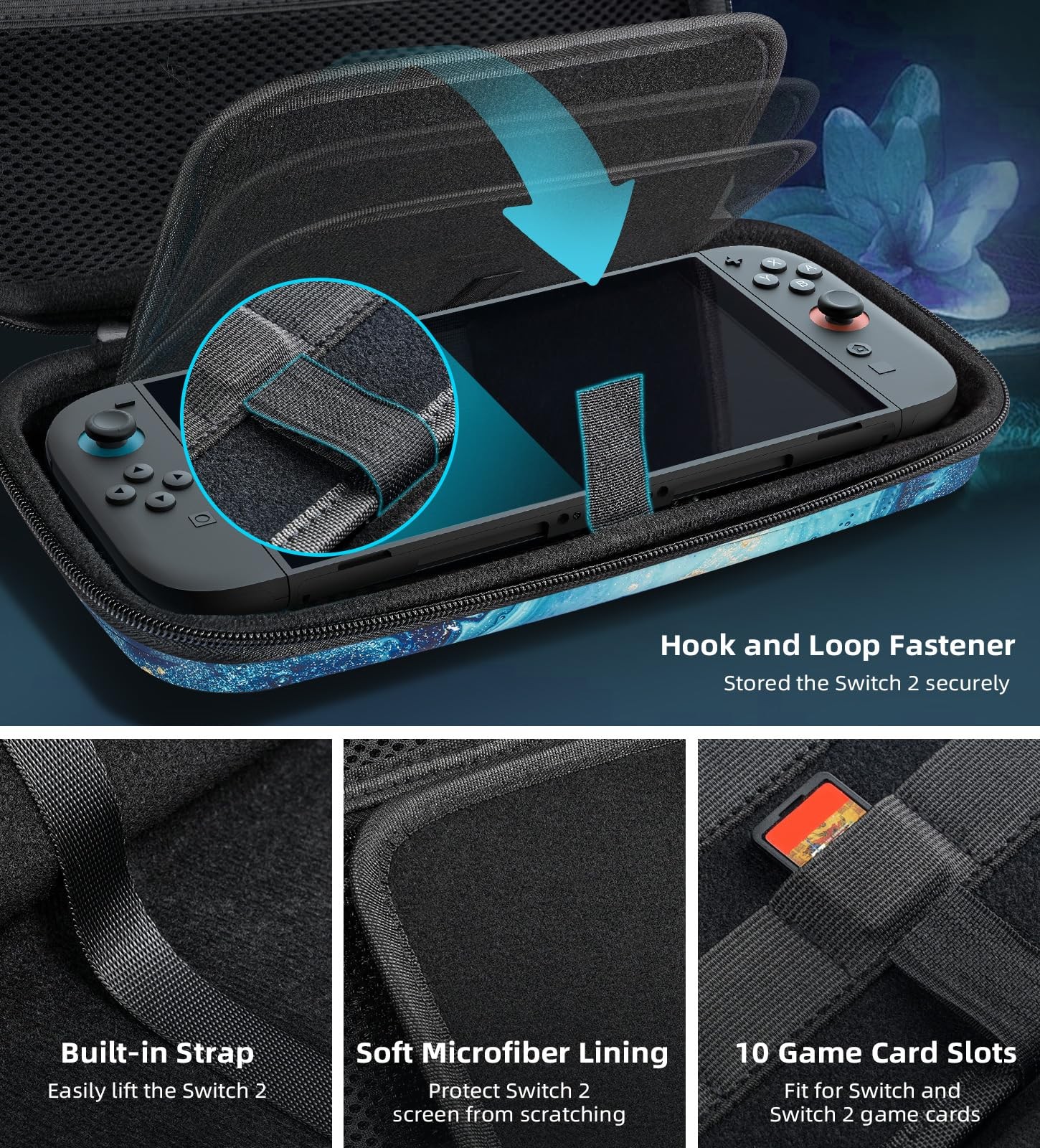 Pochette Switch 2 antichoc pour le voyage - Coque rigide de transport compacte