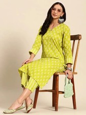 Indian Bollywood Women Viscose Rayon Kurta Pant Set  Free Shipping