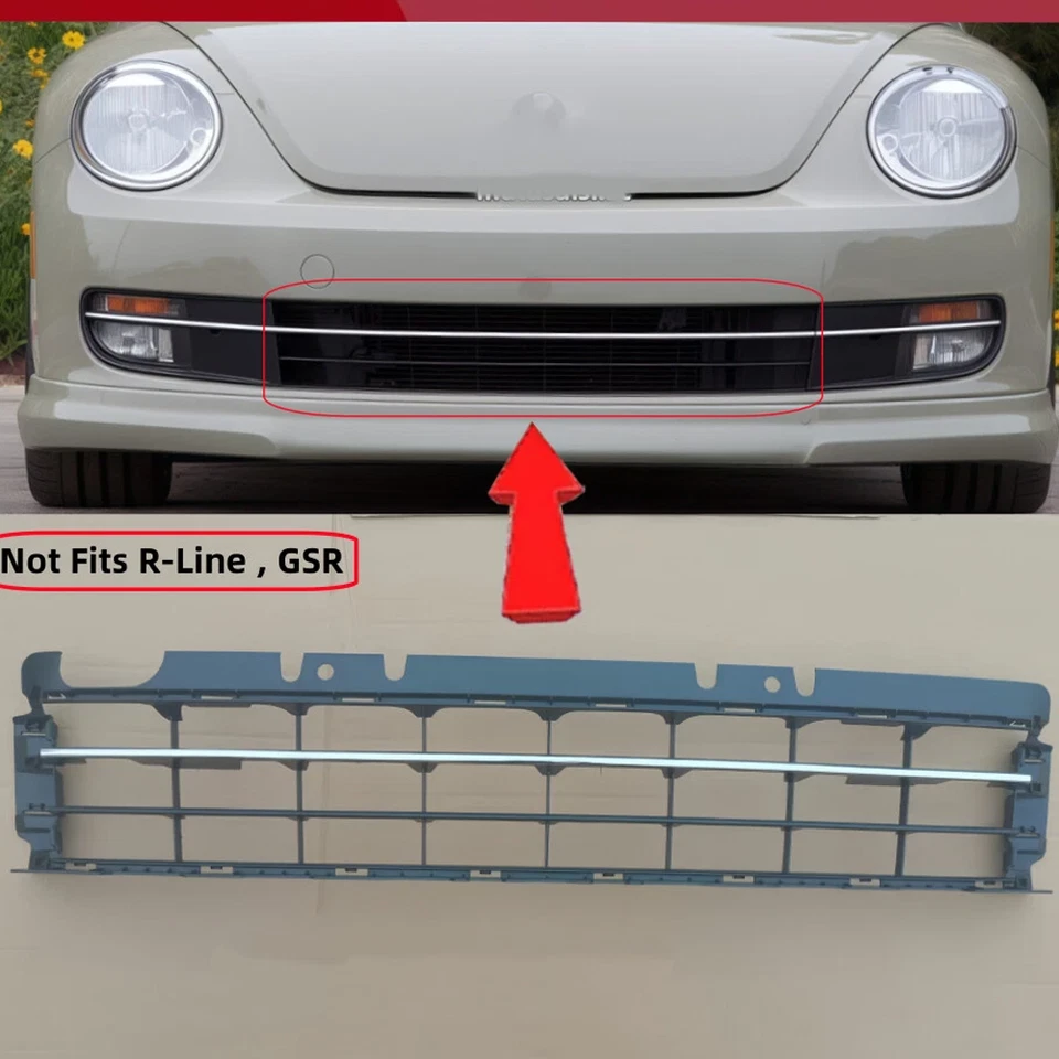 Parachoques delantero cromado/negro para Volkswagen Beetle 2012 2013 2014 2015 2016 Foto 2 de 4