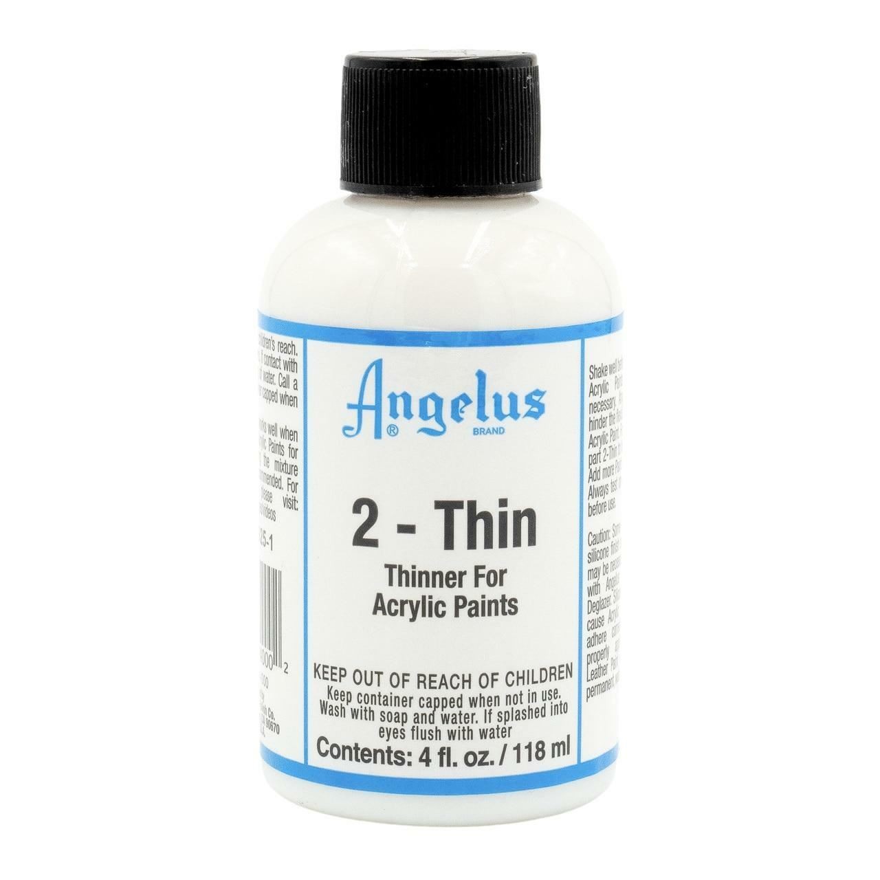 Angelus 2-Thin Acrylic Paint Thinner 4 oz - Airbrush Medium for Leather Paint