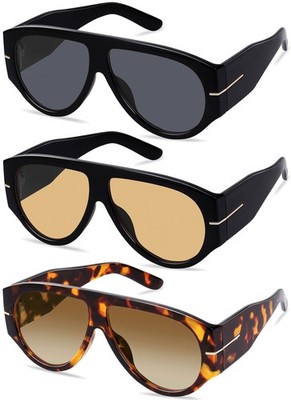 Oversized Retro Aviator Sunglasses for Women Men Trend 70s Thick Classic Vint...