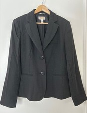 Vintage TALBOTS Jacket 6 PIN DOT Blazer Black ITALIAN Wool Blend Buttons USA