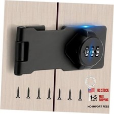 Keyless Cabinet Lock with Combination Code - 3-Digit Password Hasp 1 Pack Black