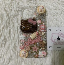Handmade iPhone 15 Junk Case Bling Hello Kitty Kawaii Luxury Pastel Girly Y2K