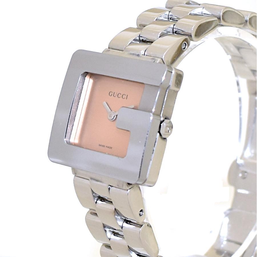 Gucci G Logo Square Quartz Watch Ladies Orange Dial Stainless Steel 2.3cm Used