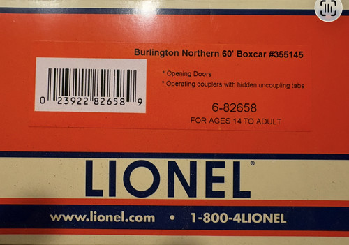 LIONEL BURLINGTON NOTHERN 60' BOXCAR - NUEVO EN CAJA # 355145 | Condition: New