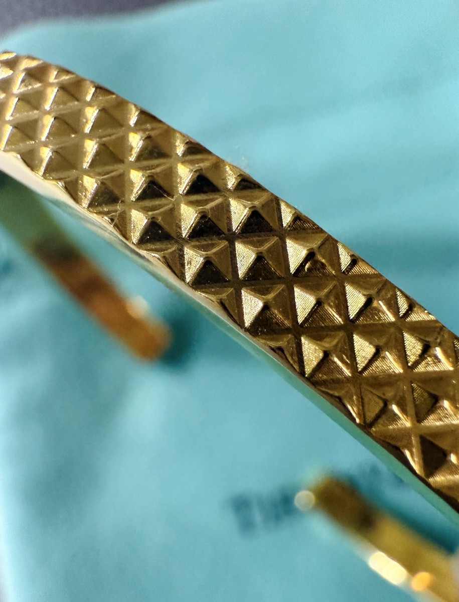 Auth Tiffany & Co 18k Gold Diamond Point Cuff Bracelet - RARE