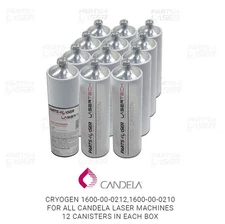 ALUMINUM Bottles | CRYOGEN FOR ALL CANDELA LASER MACHINES | 12-Pack