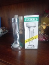 Torcia SUPERPILA Cromata potente fascio luminoso a fuoco regolabile con scatola